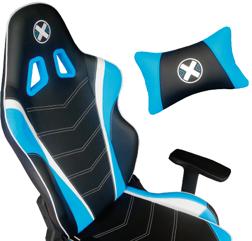 vision frontal de una X Chair azul